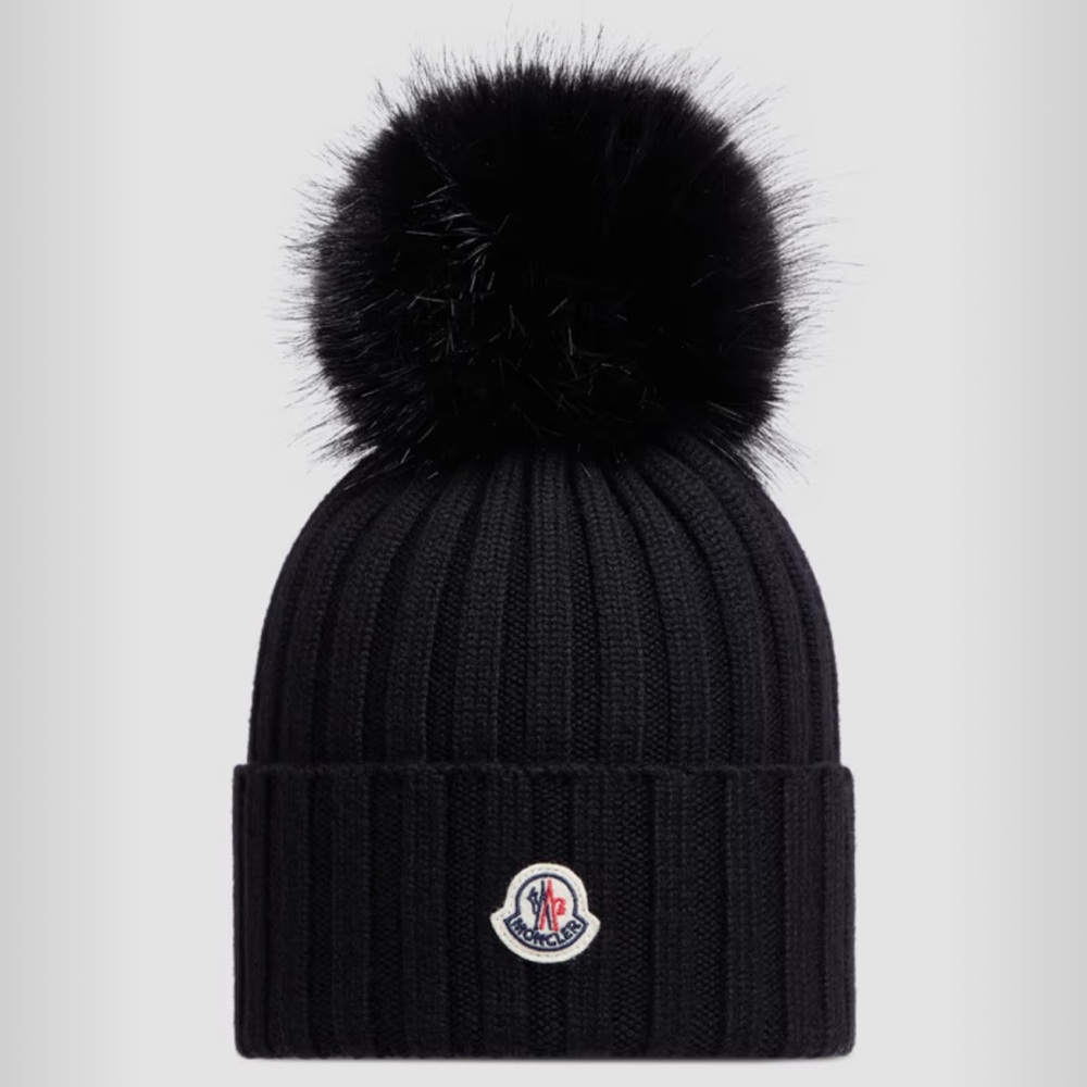 Moncler Wool Beanie with Pom Pom
